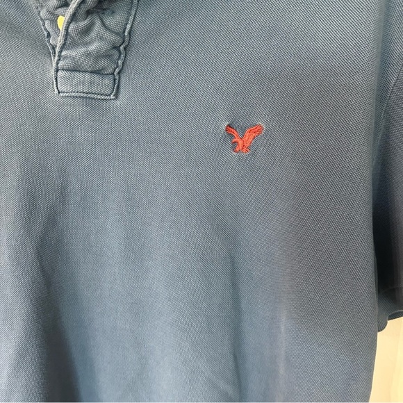 American Eagle Men’s Athletic Fit Blue Short Sleeve Buttoned Polo Size L GUC - Picture 3 of 8